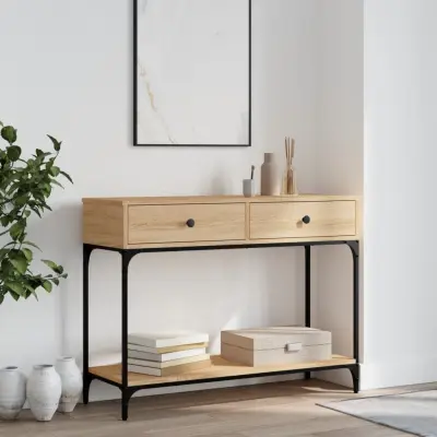 The Living Store Konzolna mizica sonoma hrast 100x34,5x75 cm inženirski les - Konzolna Mizica