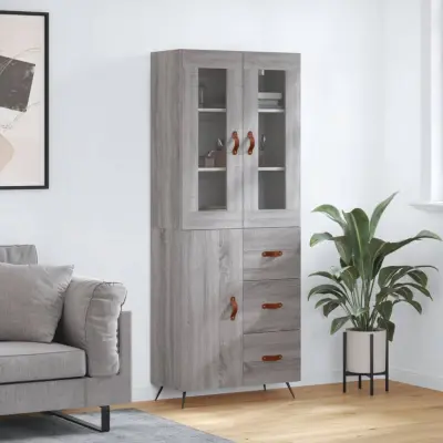 The Living Store Visoka komoda siva sonoma 69,5x34x180 cm inženirski les - Visoka Omara