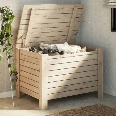 The Living Store Škatla za shranjevanje s pokrovom RANA 80x49x54cm borovina - Škatla Za Shranjevanje