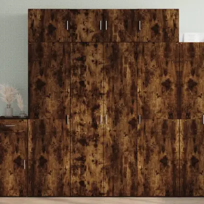 The Living Store Visoka omara dimljeni hrast 80x42,5x185 cm inženirski les - Visoka Omarica