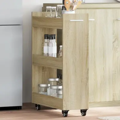 The Living Store Omarica s kolesi sonoma hrast 60x22x79 cm inženirski les - Omarica
