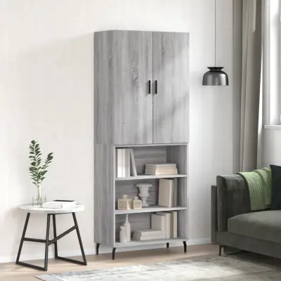 The Living Store Visoka komoda siva sonoma 69,5x34x180 cm inženirski les - Visoka Omara
