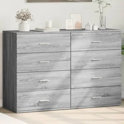 The Living Store Komoda 2 kosa siva sonoma 60x39x80 cm inženirski les - Komoda