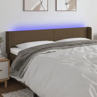The Living Store LED posteljno vzglavje temno rjavo 183x16x78/88 cm blago - LED Vzglavje