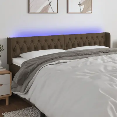 The Living Store LED posteljno vzglavje temno rjavo 183x16x78/88 cm blago - LED Vzglavje