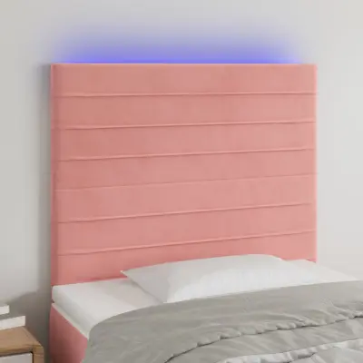 The Living Store LED posteljno vzglavje roza 80x5x118/128 cm žamet - LED Vzglavje