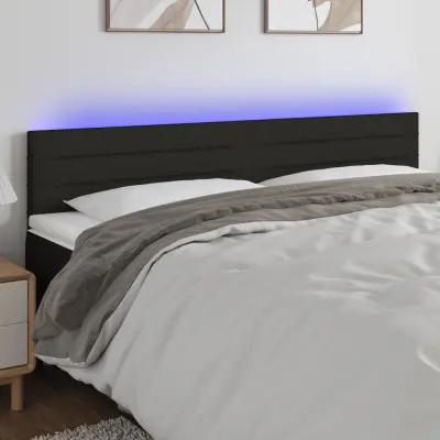 The Living Store LED posteljno vzglavje črno 180x5x78/88 cm blago - LED Vzglavje