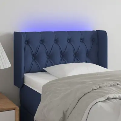 The Living Store LED posteljno vzglavje modro 83x16x78/88 cm blago - LED Vzglavje