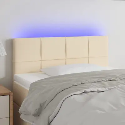 The Living Store LED posteljno vzglavje krem 80x5x78/88 cm blago - LED Vzglavje