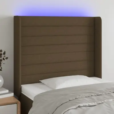 The Living Store LED posteljno vzglavje temno rjavo 83x16x118/128 cm blago - LED Vzglavje