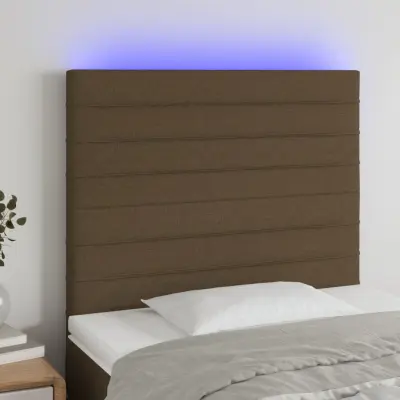 The Living Store LED posteljno vzglavje temno rjavo 80x5x118/128 cm blago - LED Vzglavje
