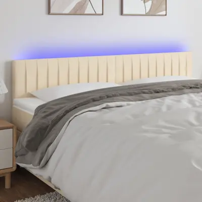 The Living Store LED posteljno vzglavje krem 160x5x78/88 cm blago - LED Vzglavje