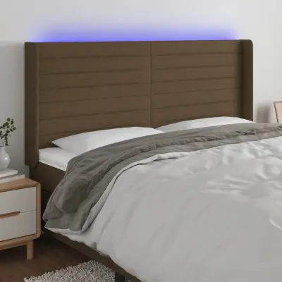 The Living Store LED posteljno vzglavje temno rjavo 163x16x118/128 cm blago - LED Vzglavje