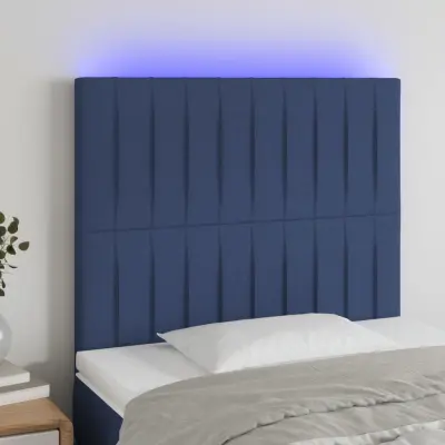 The Living Store LED posteljno vzglavje modro 80x5x118/128 cm blago - LED Vzglavje