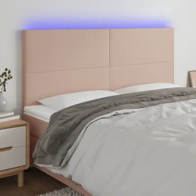The Living Store LED posteljno vzglavje kapučino 180x5x118/128 cm umetno usnje - LED Vzglavje