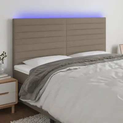 The Living Store LED posteljno vzglavje roza 200x5x118/128 cm blago - LED Vzglavje