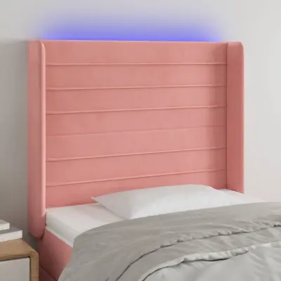 The Living Store LED posteljno vzglavje roza 83x16x118/128 cm žamet - LED Vzglavje