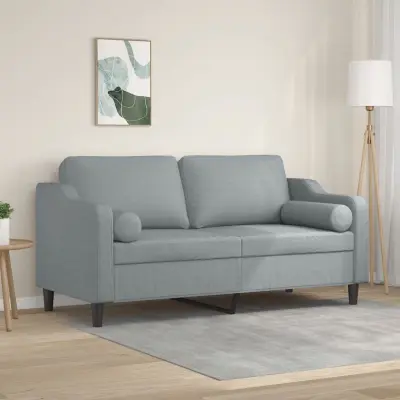 The Living Store Kavč dvosed z blazinami svetlo siv 140 cm blago - Kavč Dvosed