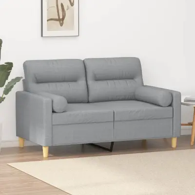 The Living Store Kavč dvosed z blazinami svetlo siv 120 cm blago - Kavč Dvosed