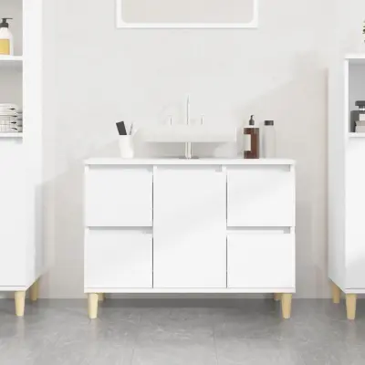 The Living Store Omarica za umivalnik bela 80x33x60 cm inženirski les - Omarica Za Umivalnik