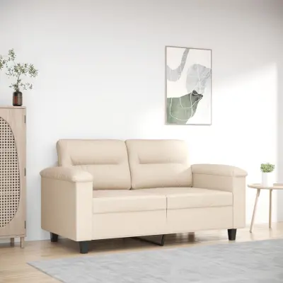 The Living Store Kavč trosed bež 120 cm tkanina iz mikrovlaken - Dvosed