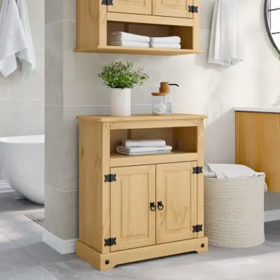 The Living Store Kopalniška omarica Corona 70x33x80 cm trdna borovina - Kopalniška Omarica