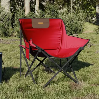 The Living Store Stol za kampiranje z žepom zložljiv 2 kosa rdeč - Stol Za Kampiranje