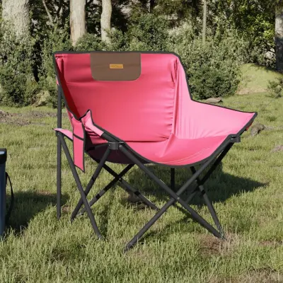 The Living Store Stol za kampiranje z žepom zložljiv 2 kosa roza - Stol Za Kampiranje