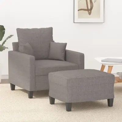 The Living Store Fotelj s stolčkom za noge taupe 60 cm blago - Kavč S Stolčkom Za Noge