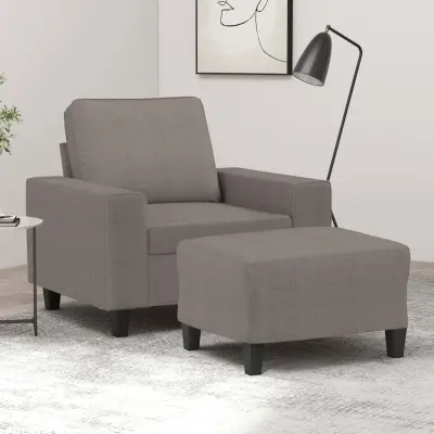 The Living Store Fotelj s stolčkom za noge taupe 60 cm blago - Kavč S Stolčkom Za Noge