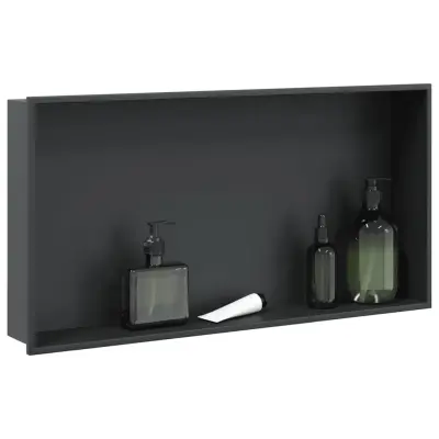 The Living Store Niša za tuš kabino mat črna 62x32x9 cm nerjaveče jeklo - Niša Za Tuš Kabino