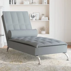 The Living Store Masažni počivalnik z vzglavnikom svetlo sivo blago - Masažni Počivalnik
