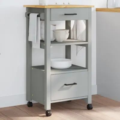 The Living Store Kuhinjski voziček MONZA 48x40x90 cm trdna borovina - Kuhinjski Voziček