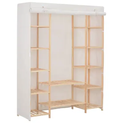 The Living Store Garderobna omara iz blaga 135x40x170 cm bela - Garderobna Omara