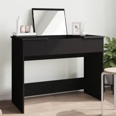 The Living Store Toaletna mizica z ogledalom črna 100x45x76 cm - Toaletna Mizica