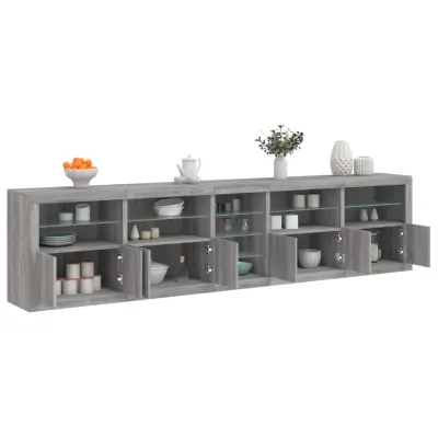 The Living Store Komoda z LED lučkami siva sonoma 283x37x67 cm - Komoda