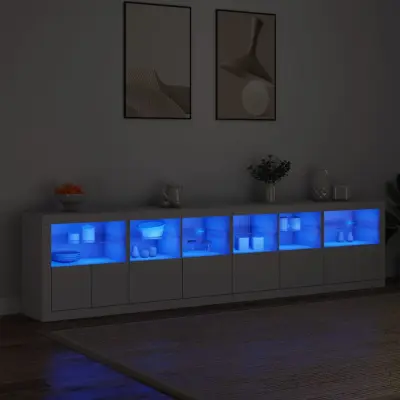 The Living Store Komoda z LED diodami bela 283x37x67 cm - Komoda