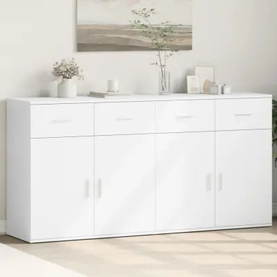 The Living Store Komoda 2 kosa bela 79x38x80 cm inženirski les - Komoda