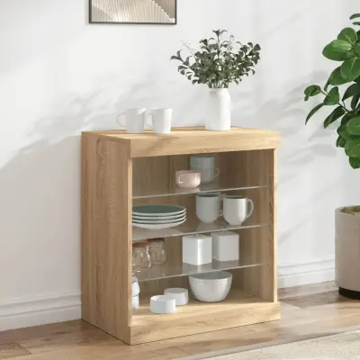The Living Store Komoda z LED lučkami sonoma hrast 60,5x37x67 cm - Komoda