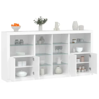 The Living Store Komoda z LED lučkami bela 202x37x100 cm - Komoda