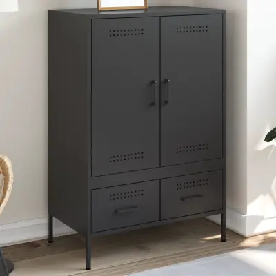 The Living Store Visoka omara črna 68x39x101,5 cm hladno valjano jeklo - Visoka Omara