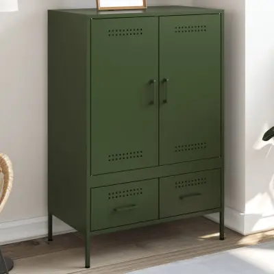 The Living Store Visoka omara olivno zelena 68x39x101,5 cm hladno valjano jeklo - Visoka Omara