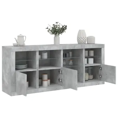 The Living Store Komoda z LED lučkami betonsko siva 164x37x67 cm - Komoda