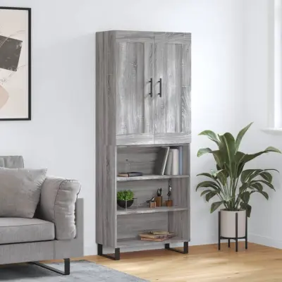 The Living Store Visoka komoda siva sonoma 69,5x34x180 cm inženirski les - Visoka Omarica