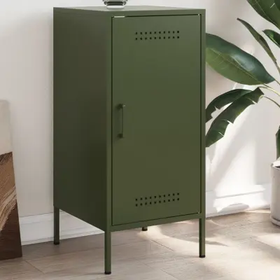 The Living Store Komoda olivno zelena 36x39x79 cm hladno valjano jeklo - Komoda