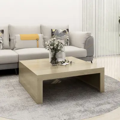 The Living Store Klubska mizica sonoma hrast 100x100x35 cm inženirski les - Klubska Mizica