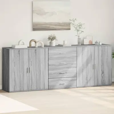 The Living Store Komoda 3 kosi siva sonoma inženirski les - Komoda