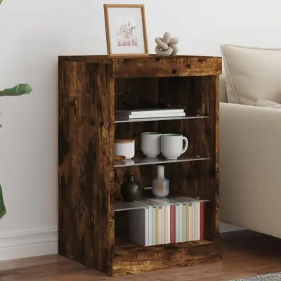 The Living Store Komoda z LED lučkami dimljen hrast 41x37x67 cm - Komoda