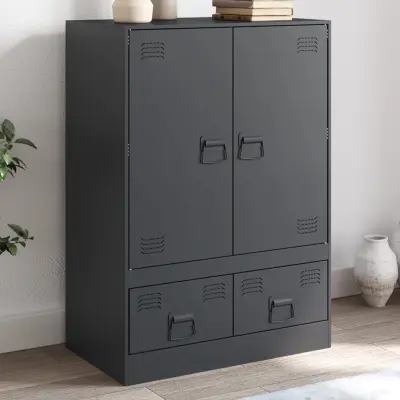 The Living Store Visoka omarica antracitna 67x39x95 cm jeklo - Visoka Omarica