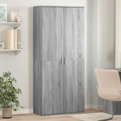 The Living Store Visoka omara siva sonoma 80x35x180 cm inženirski les - Visoka Omarica